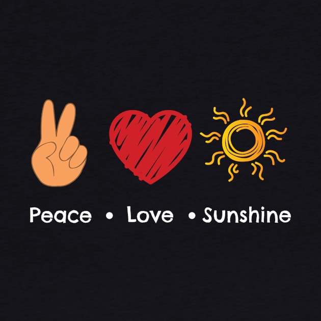 Peace Love Sunshine Beach Vacation Heart Sun by Rengaw Designs